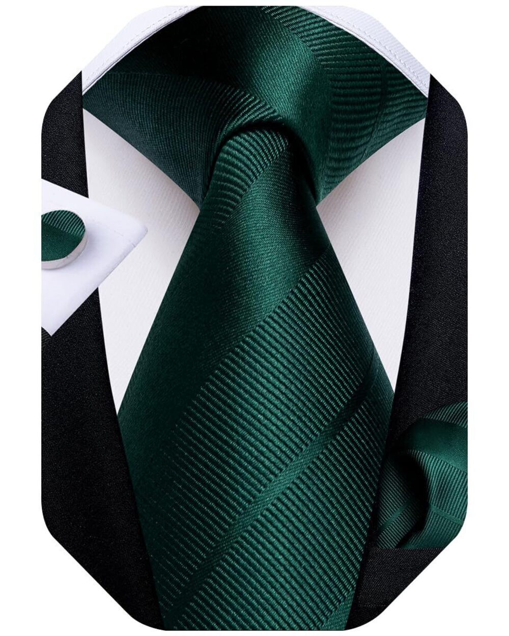 8118 Solid Color Tie and Pocket Square Set Woven Silk Plain Necktie &